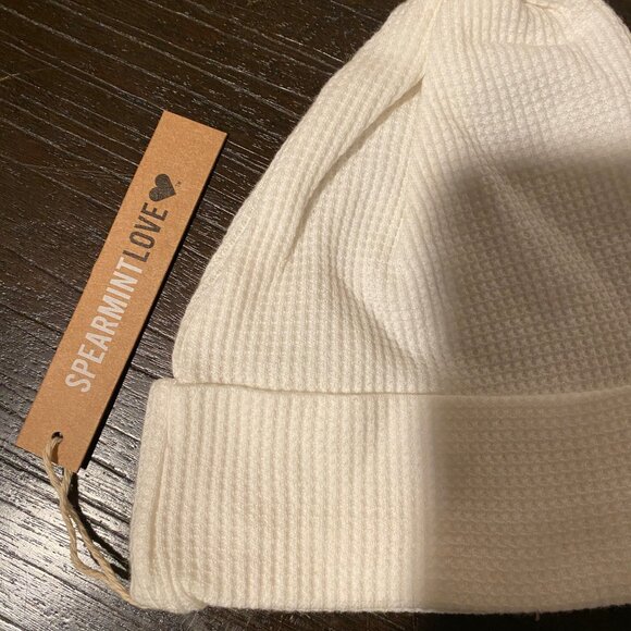 Spearmint Love Waffle Knot‎ Beanie - Baby Winter Hat, White - Picture 7 of 7